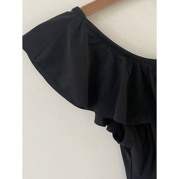 J Crew Swimsuit Womens Small Black One Shoulder Ruffle One Piece Swim Suit - Picture 8 of 8